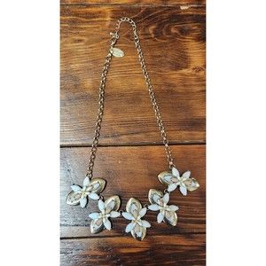 Natasha  Couture Signed Necklace Chunky Muted Colored Flowers 10"